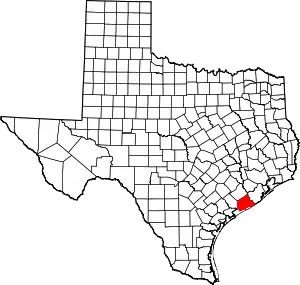 State map highlighting Matagorda County