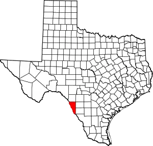 Map of Texas highlighting Maverick County