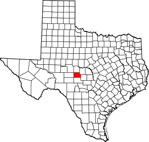 Map of Texas highlighting Menard County