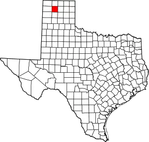 Map of Texas highlighting Moore County