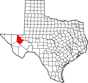 State map highlighting Reeves County