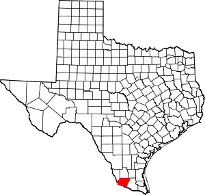 Map of Texas highlighting Starr County