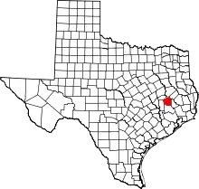 Map of Texas highlighting Walker County