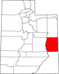 Map of Utah highlighting Grand County