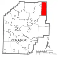 Map of Venango County, Pennsylvania highlighting Allegheny Township