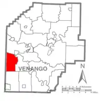 Map of Venango County, Pennsylvania highlighting Mineral Township