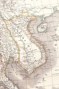 The Empire of Đại Nam over Indochina in 1839.