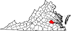 Map of Virginia highlighting Chesterfield County