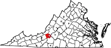 State map highlighting Roanoke County