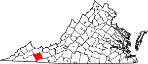 Map of Virginia highlighting Smyth County