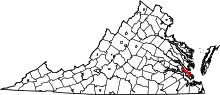 Map of Virginia highlighting York County