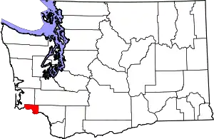 Map of Washington highlighting Wahkiakum County