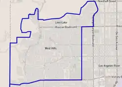 West Hills as delineated by the Los Angeles Times