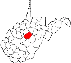 State map highlighting Braxton County