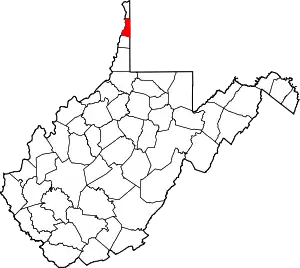 Map of West Virginia highlighting Brooke County