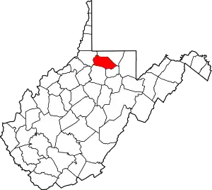 Map of West Virginia highlighting Marion County