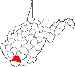State map highlighting Wyoming County
