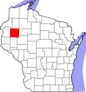 Map of Wisconsin highlighting Barron County