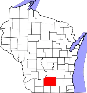 Map of Wisconsin highlighting Dane County