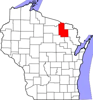 State map highlighting Forest County