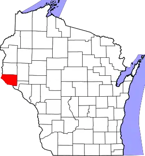 Map of Wisconsin highlighting Pierce County