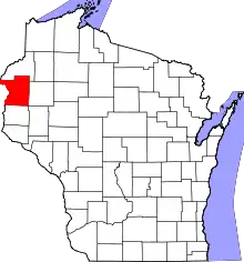 Map of Wisconsin highlighting Polk County