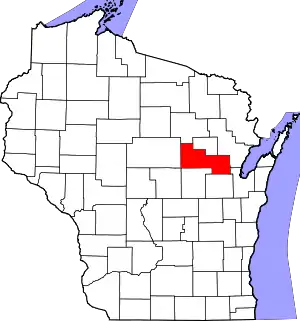 Map of Wisconsin highlighting Shawano County