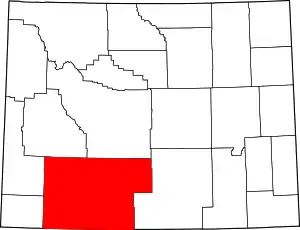 Map of Wyoming highlighting Sweetwater County