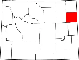 Map of Wyoming highlighting Weston County