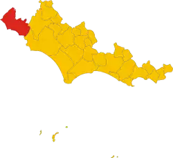 Location of Aprilia in the Province of Latina