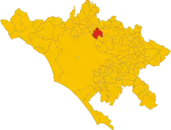 location of Monterotondo in the Metropolitan City of Rome