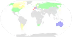 A map of the world showing the number of riders per nation that participated in the race.