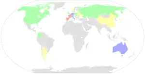 A map of the world showing the number of riders per nation participated in the race.
