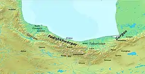Map of northern Iran under the Sasanians