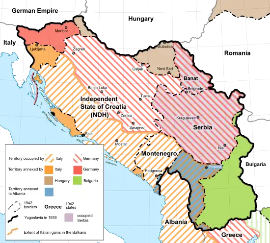 map of Axis-held Yugoslavia