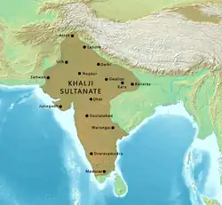 Territory controlled by the Khaljis circa 1320.