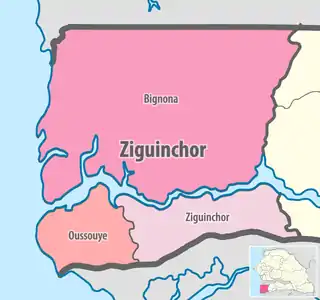 Location in the Ziguinchor Region