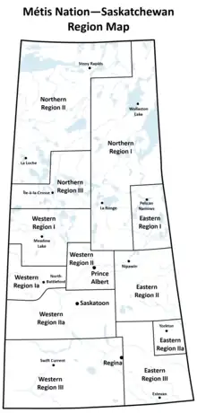 Region Map of Métis Nation—Saskatchewan