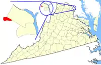 Location of Falls Church in Virginia