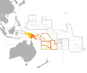 Image 24Outline of sovereign (dark orange) and dependent islands (bright orange) (from Melanesia)