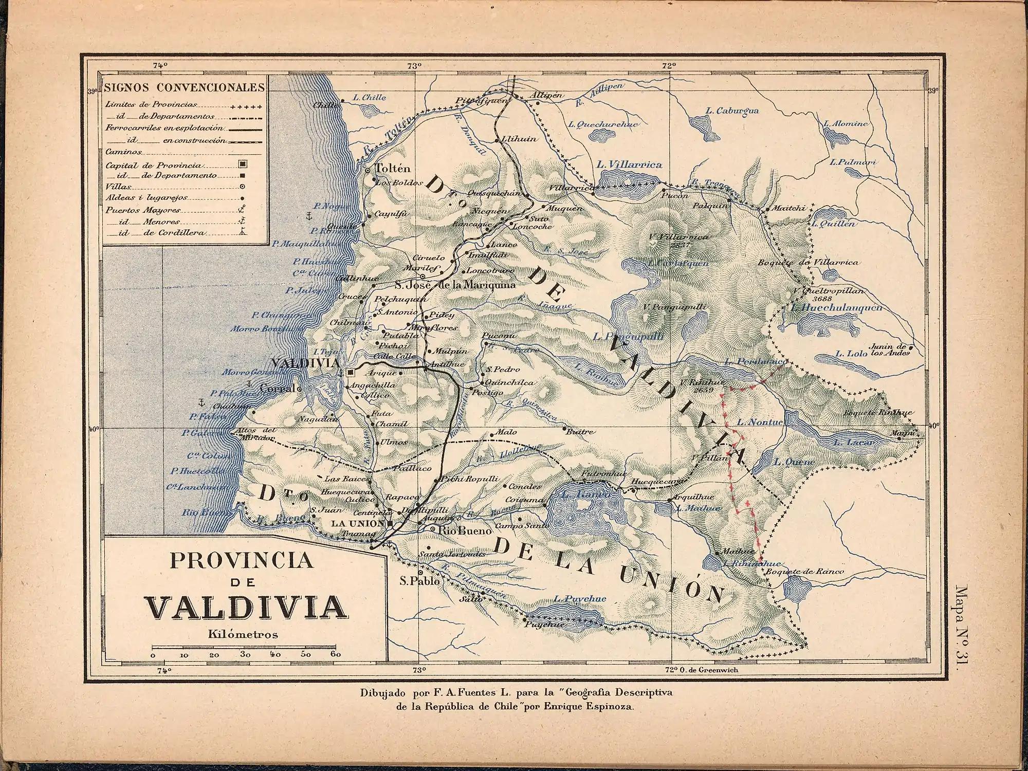 Cruces River on a map of 1903