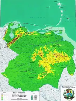 Map of the Captaincy General of Venezuela in 1777.