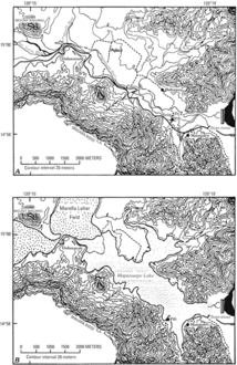 Mapanuepe Lake before the eruption and after the formation in 1991