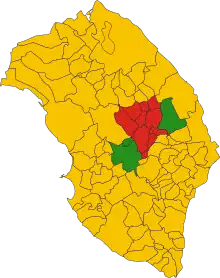 Map of the municipalities belonging to the Grecìa Salentina within the Province of Lecce