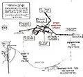 Map of naval battle fought on July 11, 1967 off Sinai coast, written in Hebrew.