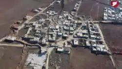 Aerial view of Maraanaz in December 2016, during the Syrian civil war