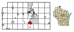 Location of Mosinee in Marathon County, Wisconsin.