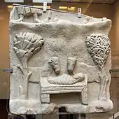 Slab with a relief representing the Nativity of Jesus; 4th-early 5th century; marble; Byzantine and Christian Museum (Athens)