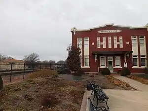 The former Atchison, Topeka and Santa Fe Railway depot in Marceline in February 2017, now the Walt Disney Hometown Museum.