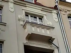 Details of an adorned balcony